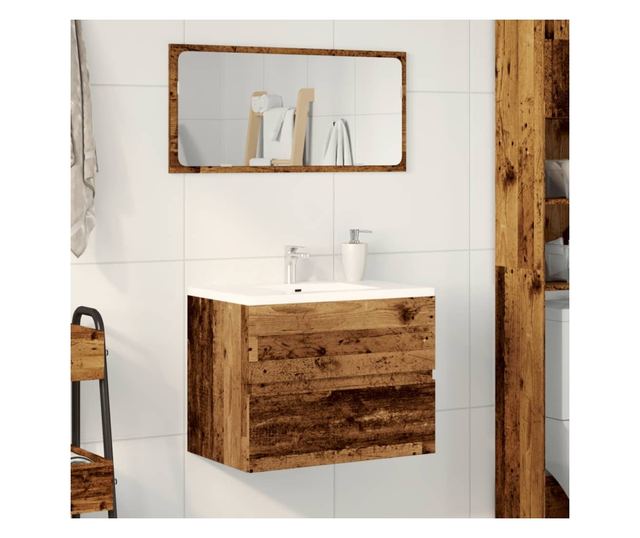 antik fa színű szerelt fa fürdőszobaszekrény 60 x 38,5 x 45 cm