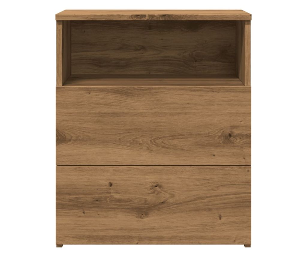 2 db kézműves tölgy színű szerelt fa éjjeliszekrény 50x32x60 cm - 5