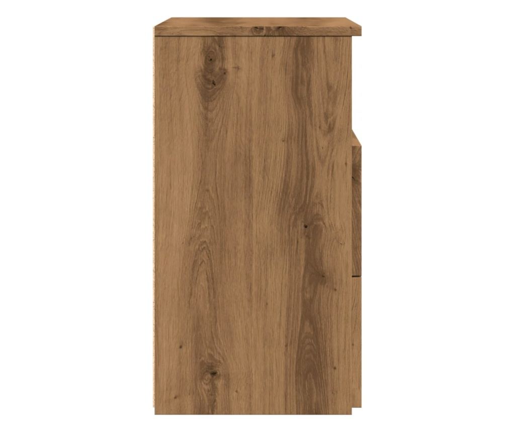 kézműves tölgy színű szerelt fa éjjeliszekrény 50 x 32 x 60 cm - 6