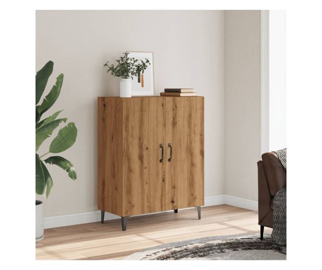 kézműves tölgy színű szerelt fa tálalószekrény 70 x 34 x 90 cm