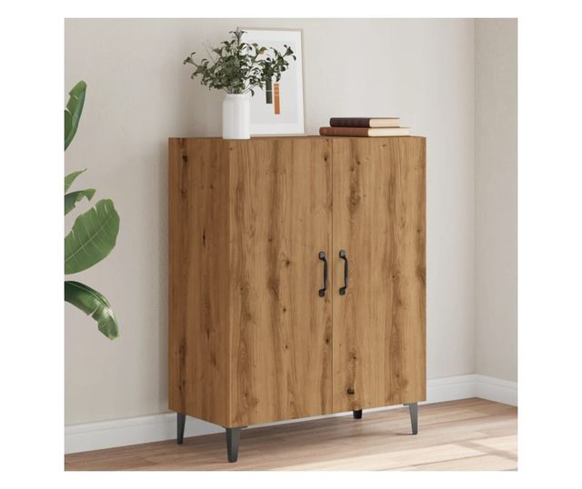 kézműves tölgy színű szerelt fa tálalószekrény 70 x 34 x 90 cm