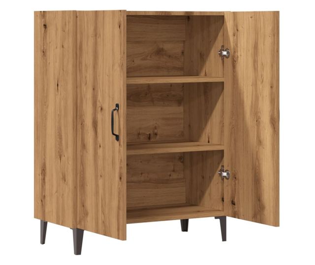 kézműves tölgy színű szerelt fa tálalószekrény 70 x 34 x 90 cm