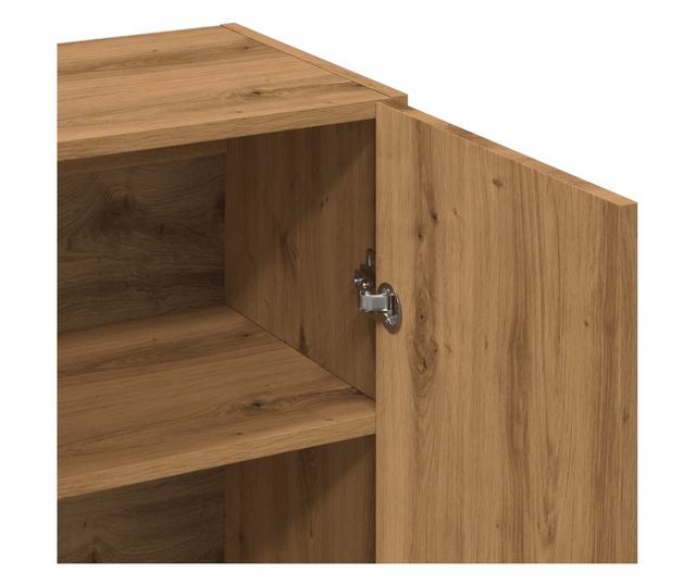 kézműves tölgy színű szerelt fa tálalószekrény 70 x 34 x 90 cm