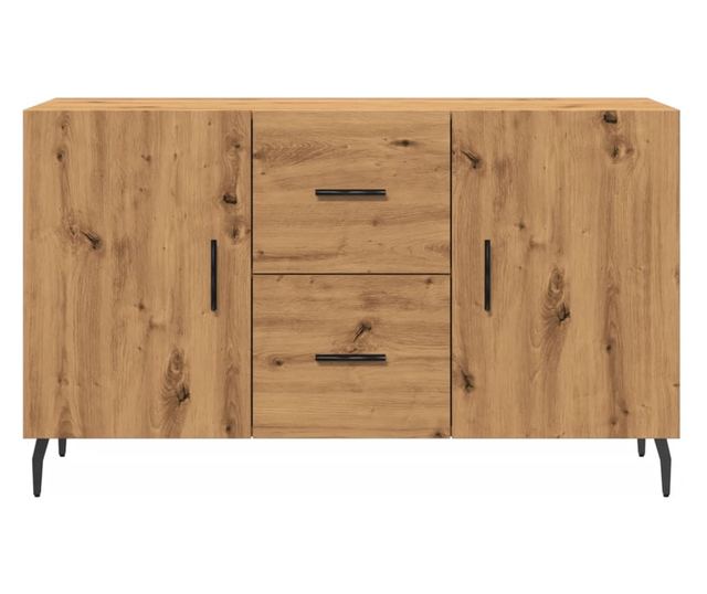 kézműves tölgy színű szerelt fa tálalószekrény 100 x 36 x 60 cm