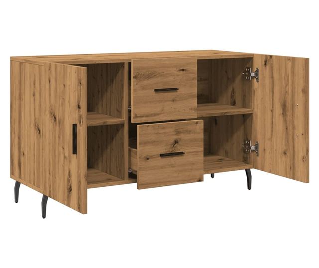 kézműves tölgy színű szerelt fa tálalószekrény 100 x 36 x 60 cm