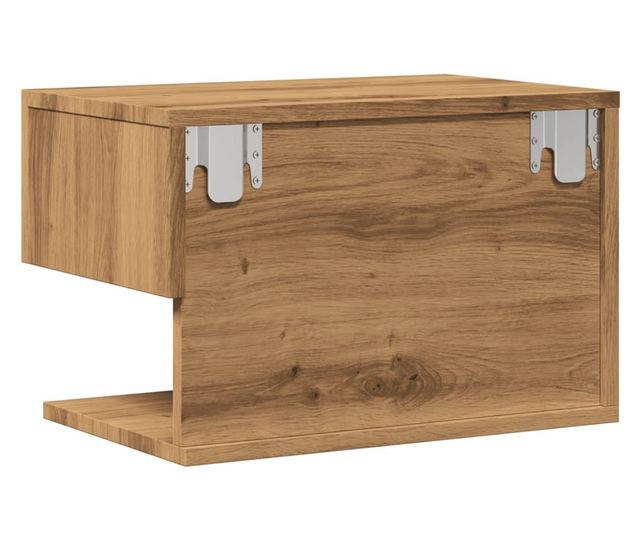 kézműves tölgy színű falra szerelhető éjjeliszekrény