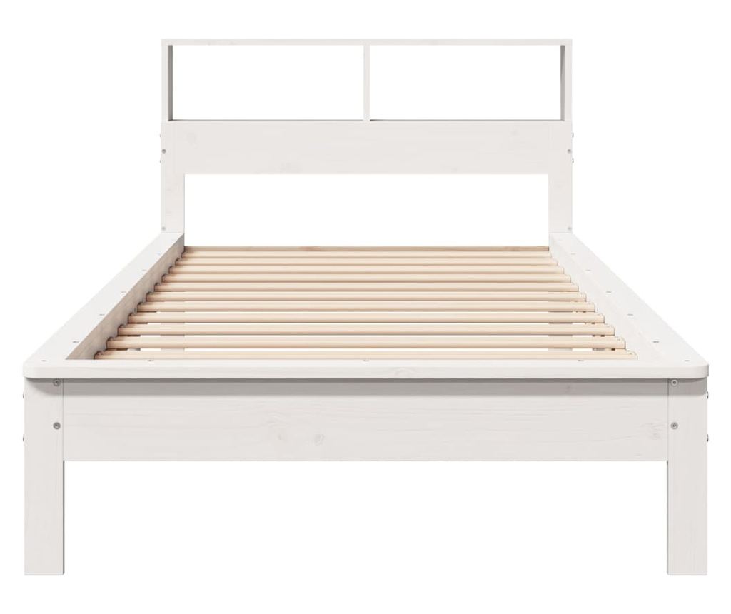 fehér tömör fenyőfa könyvespolcos ágy matrac nélkül 90 x 190 cm - 4