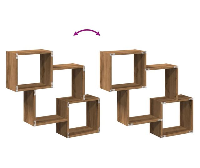 kézműves tölgy színű szerelt fa faliszekrény 78 x 18 x 71 cm