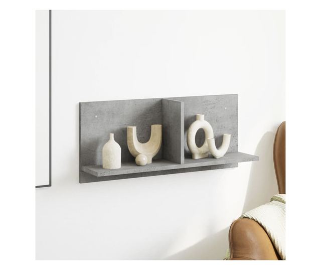 betonszürke szerelt fa faliszekrény 70 x 16,5 x 30 cm