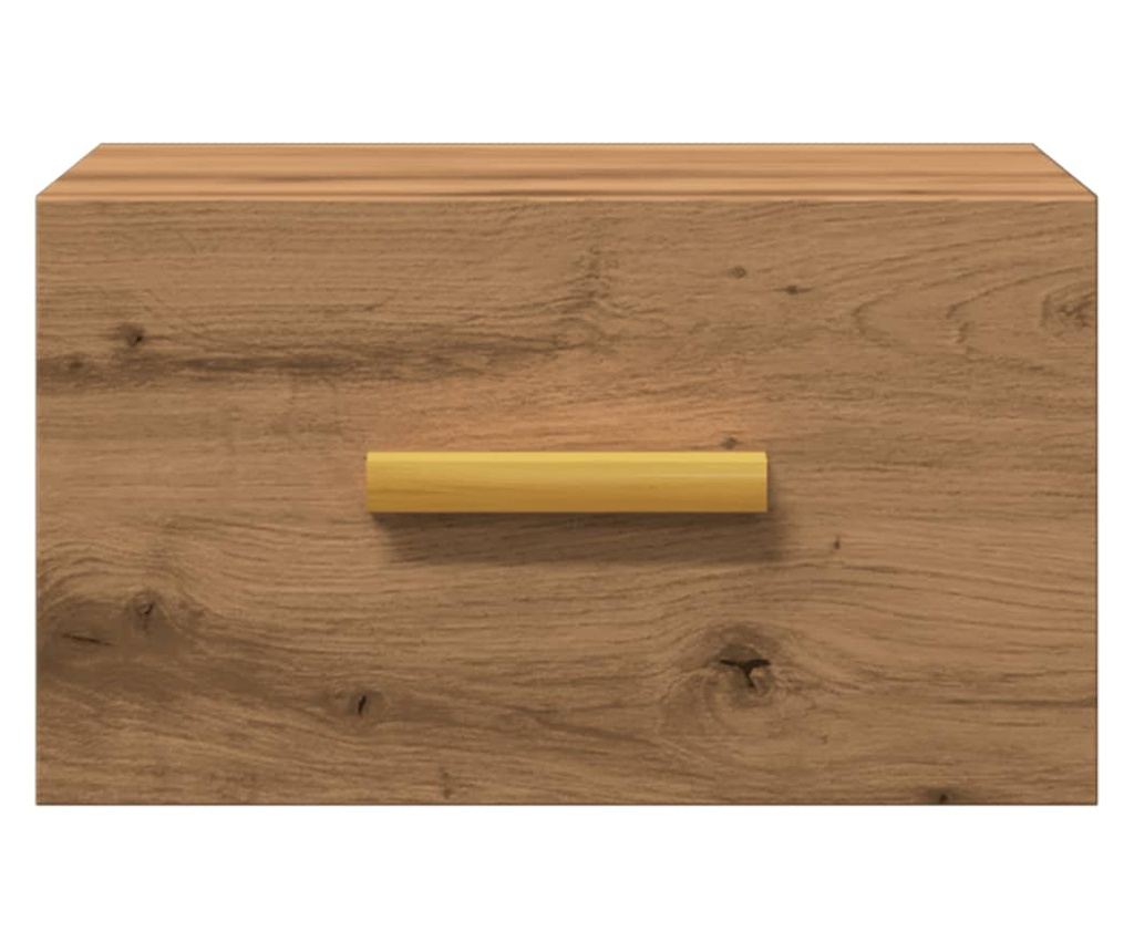 kézműves tölgy színű falra szerelhető éjjeliszekrény 35x35x20cm - 4