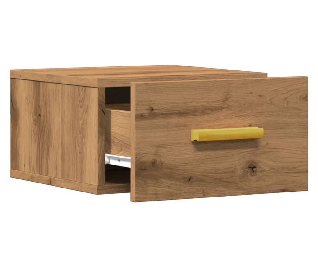 kézműves tölgy színű falra szerelhető éjjeliszekrény 35x35x20cm - 5