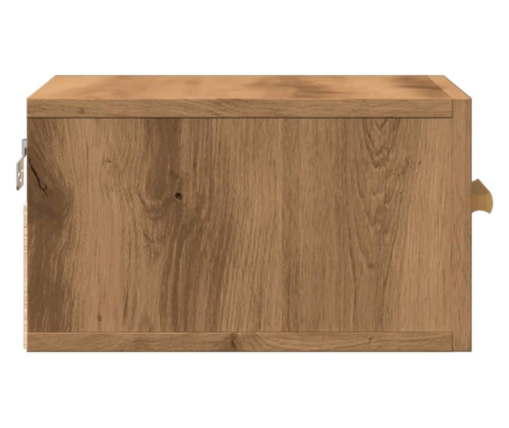 kézműves tölgy színű falra szerelhető éjjeliszekrény 35x35x20cm - 6