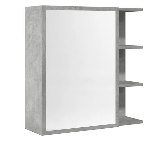 betonszürke szerelt fa tükrös fürdőszobaszekrény 62,5x20,5x64cm