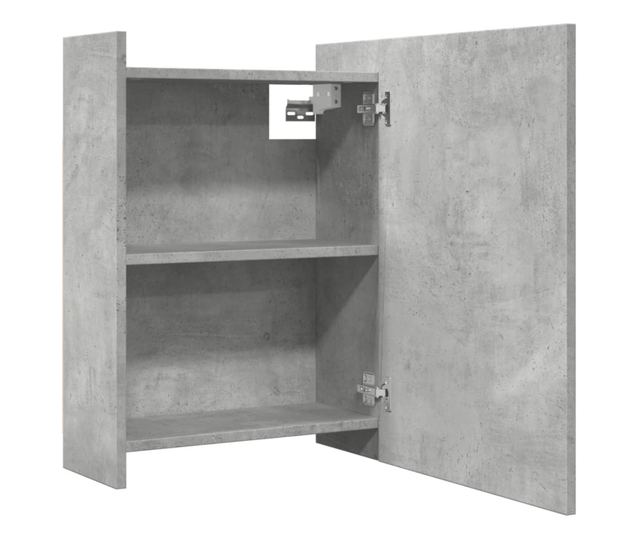 betonszürke szerelt fa tükrös fürdőszobaszekrény 62,5x20,5x64cm