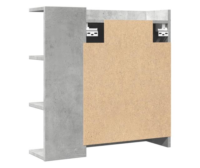 betonszürke szerelt fa tükrös fürdőszobaszekrény 62,5x20,5x64cm