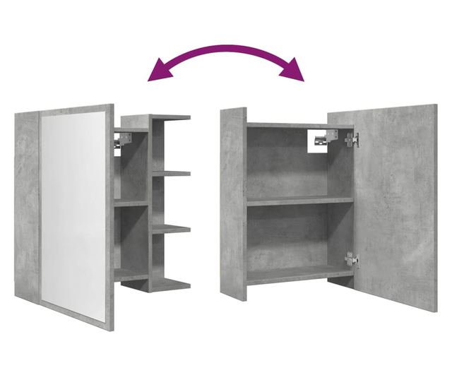 betonszürke szerelt fa tükrös fürdőszobaszekrény 62,5x20,5x64cm