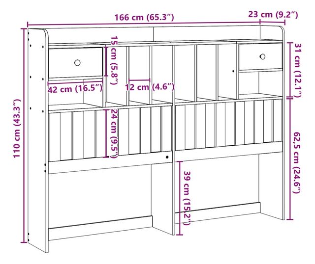 fehér tömör fenyőfa fejtámla tárolóval 160 cm