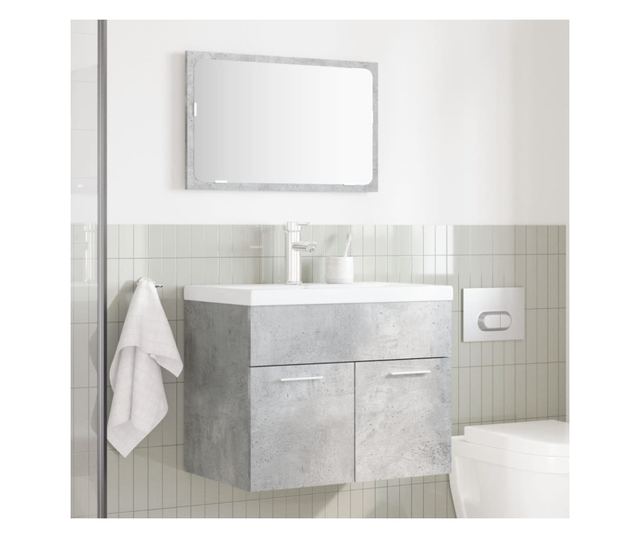 2 részes betonszürke szerelt fa fürdőszobai bútorszett