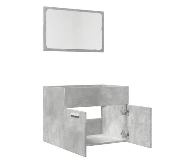 2 részes betonszürke szerelt fa fürdőszobai bútorszett