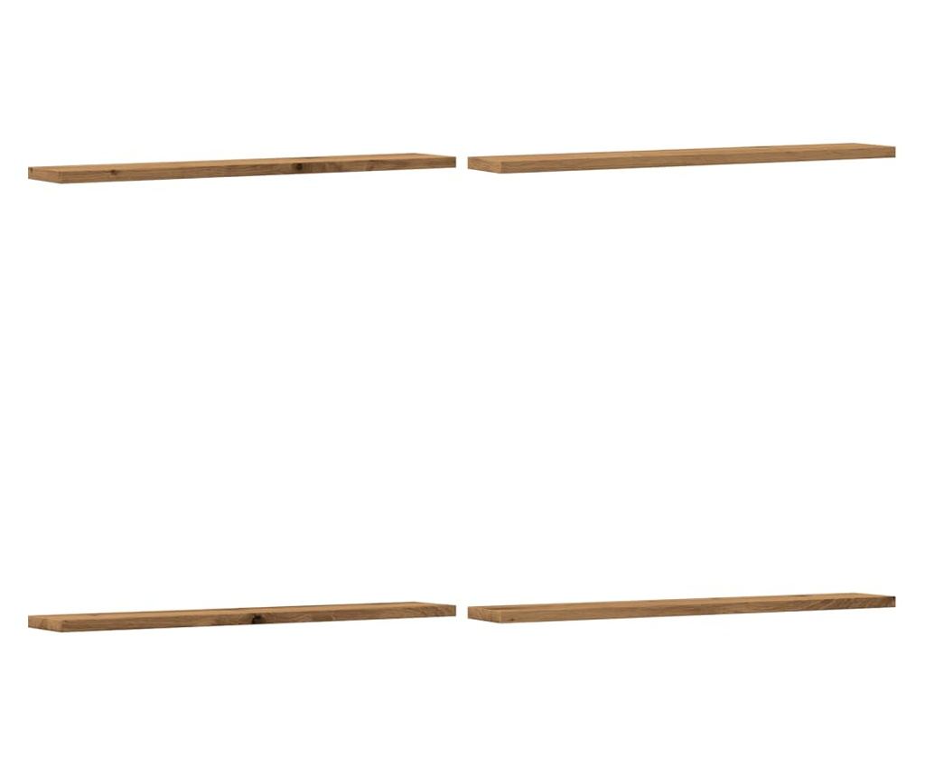 4 db kézműves tölgy színű szerelt fa könyvespolc 60x10x1,5 cm - 2