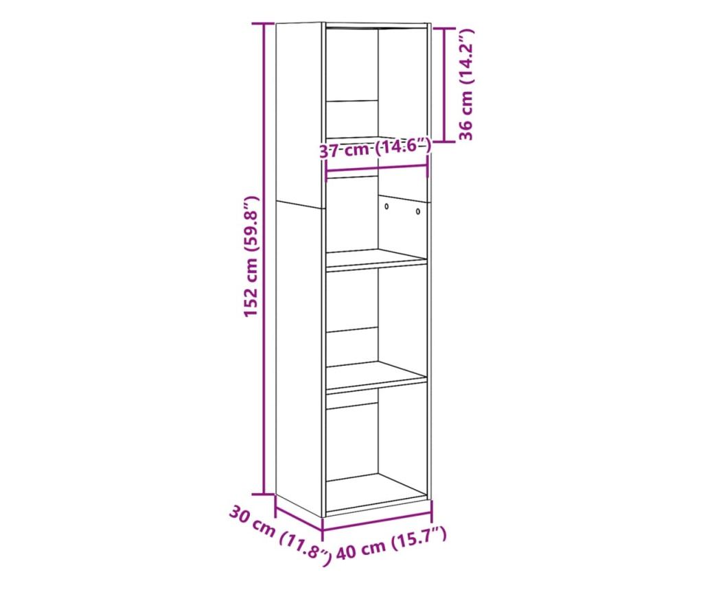 sonoma tölgy színű szerelt fa könyvespolc 40 x 30 x 152 cm - 9