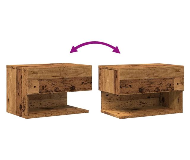 2 db antik fa színű falra szerelhető éjjeliszekrény