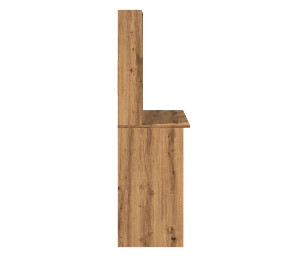 kézműves tölgy szerelt fa íróasztal polcokkal 102 x 45 x 148 cm - 5
