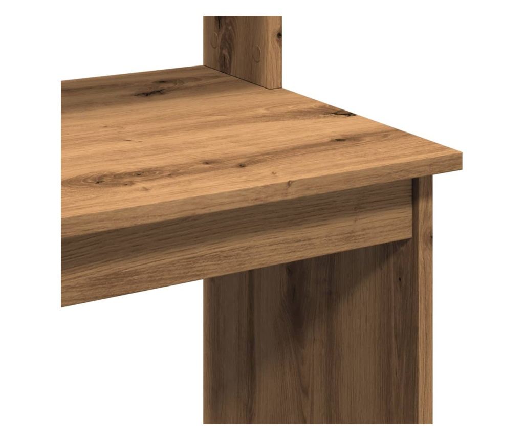 kézműves tölgy szerelt fa íróasztal polcokkal 102 x 45 x 148 cm - 7