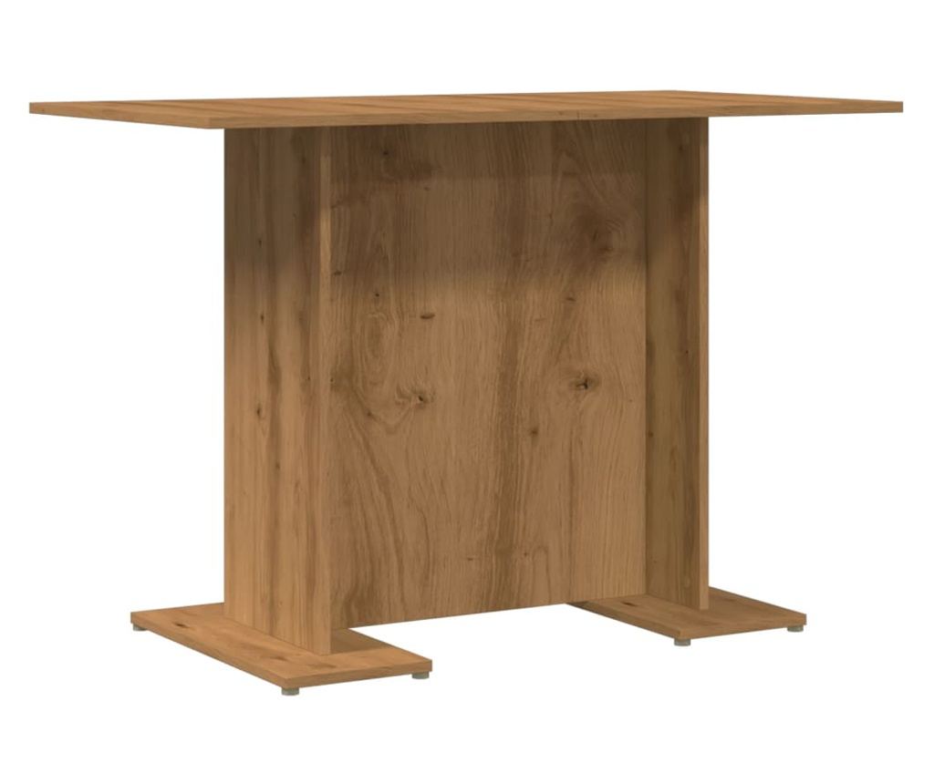 kézműves tölgy színű szerelt fa étkezőasztal 110 x 60 x 75 cm - 2