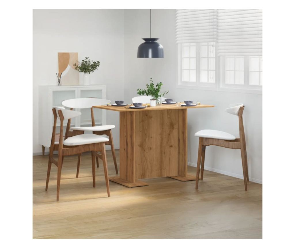 kézműves tölgy színű szerelt fa étkezőasztal 110 x 60 x 75 cm - 3