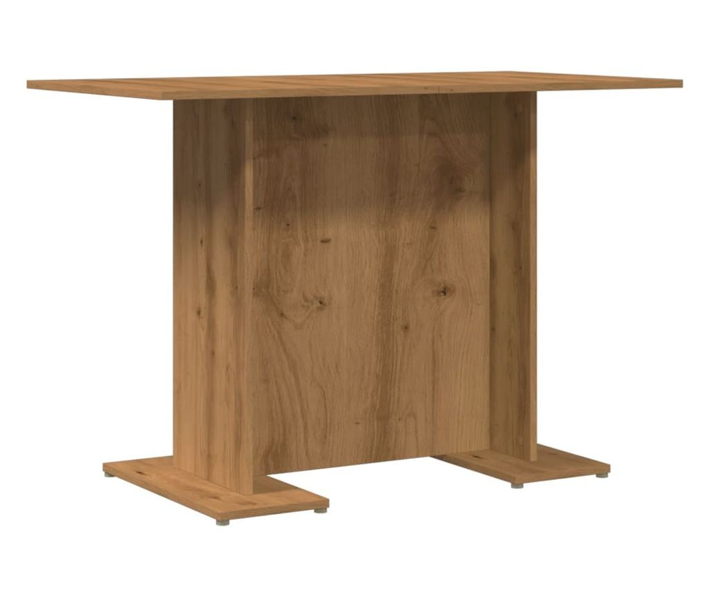 kézműves tölgy színű szerelt fa étkezőasztal 110 x 60 x 75 cm - 7