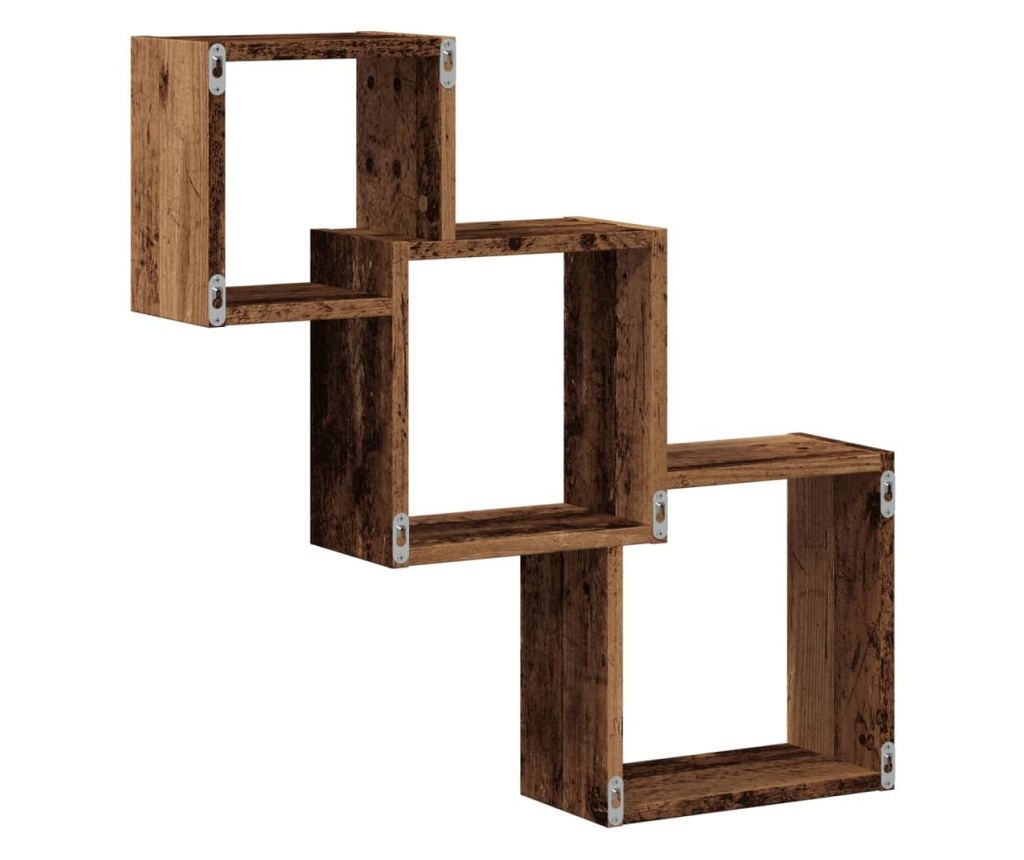 antik fa színű szerelt fa fali kocka polcok 68x15x68 cm - 6