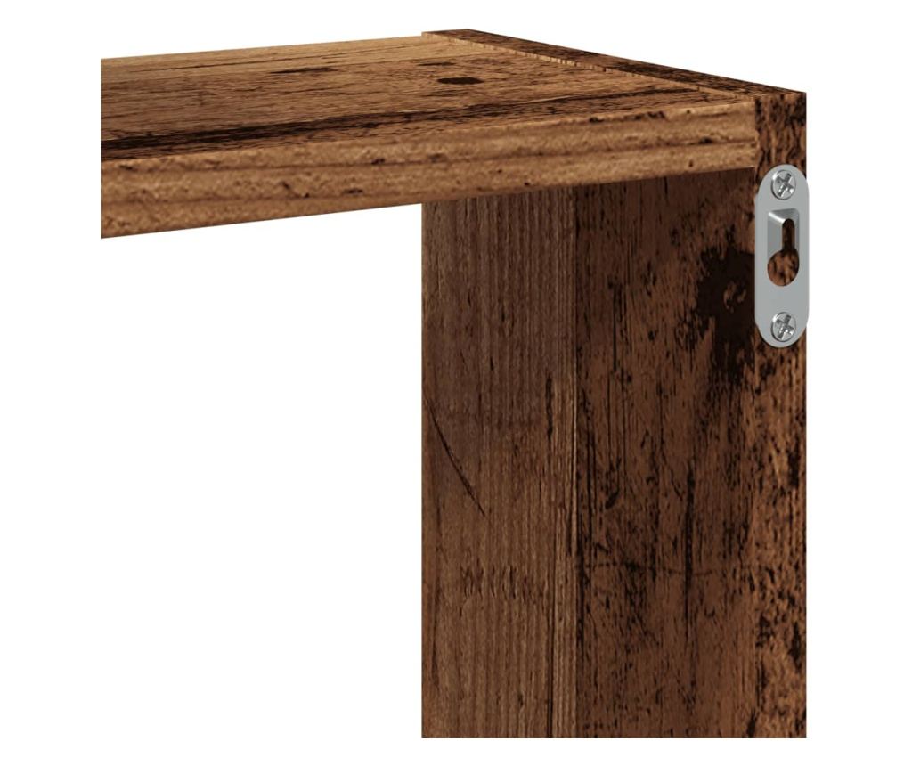 antik fa színű szerelt fa fali kocka polcok 68x15x68 cm - 8