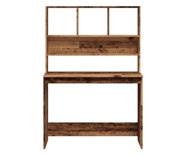 antik fa színű szerelt fa íróasztal polcokkal 102 x 45 x 148 cm
