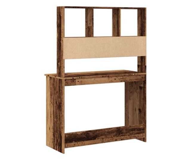 antik fa színű szerelt fa íróasztal polcokkal 102 x 45 x 148 cm