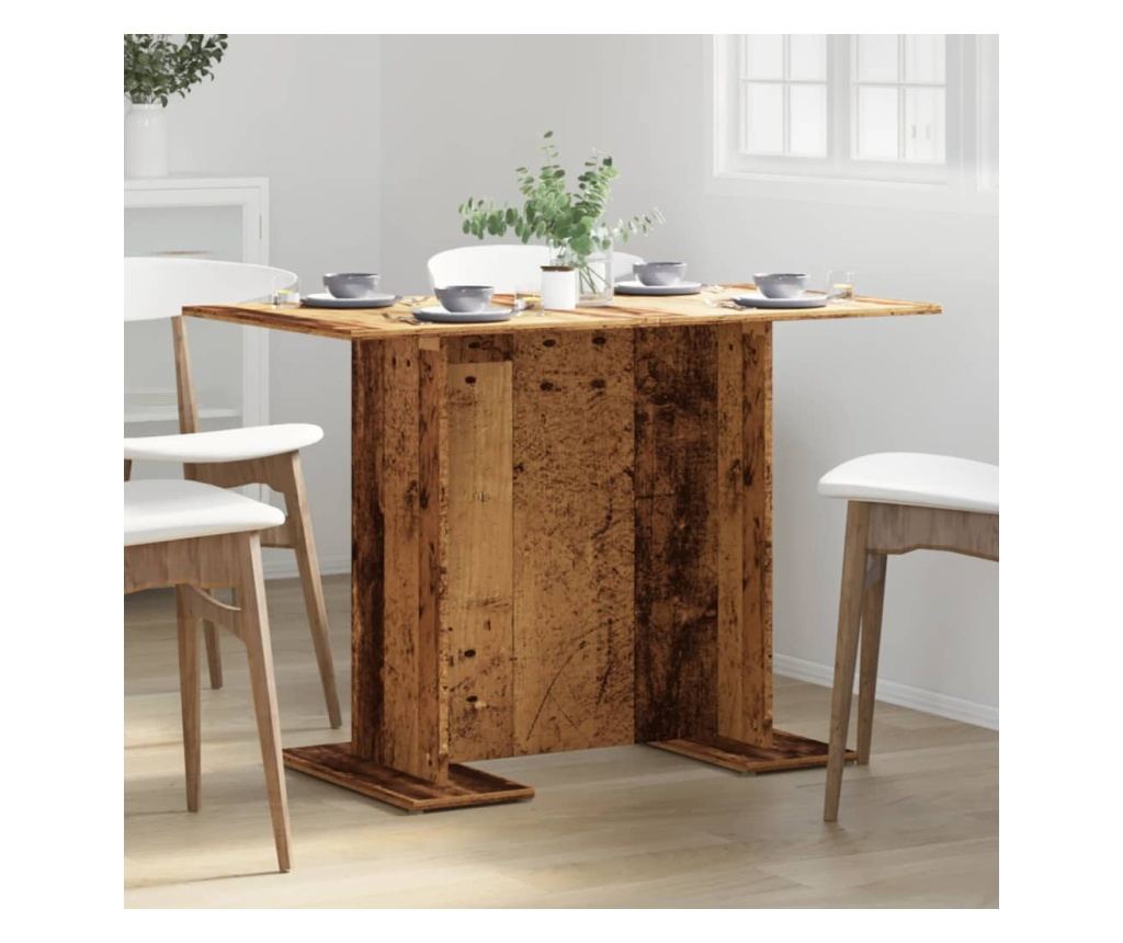 antik fa színű szerelt fa étkezőasztal 110 x 60 x 75 cm - 4