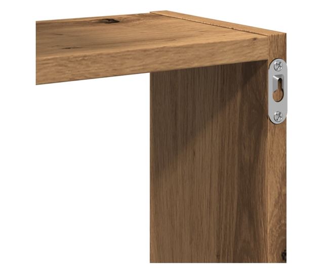 kézműves tölgy színű szerelt fa fali kocka polcok 68x15x68 cm