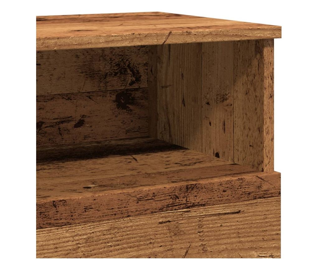 antik fa színű szerelt fa éjjeliszekrény 50 x 32 x 60 cm - 9