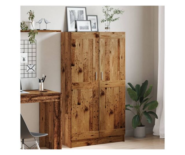 antik fa színű szerelt fa könyvszekrény 82,5 x 30,5 x 150 cm