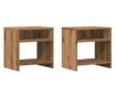 2 db kézműves tölgy színű szerelt fa éjjeliszekrény 40x30x40 cm