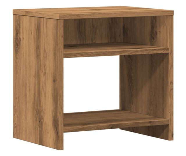 2 db kézműves tölgy színű szerelt fa éjjeliszekrény 40x30x40 cm