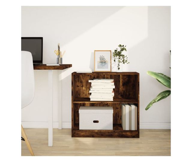 füstös tölgy színű szerelt fa könyvszekrény 80 x 24 x 76 cm