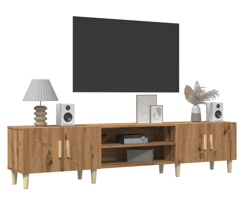 kézműves tölgy színű szerelt fa TV-szekrény 180 x 31,5 x 40 cm - 3