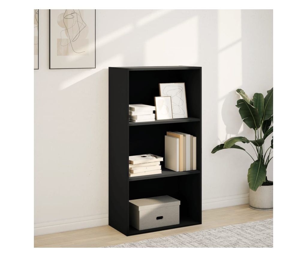 fekete szerelt fa könyvespolc 60 x 30 x 114 cm - 3