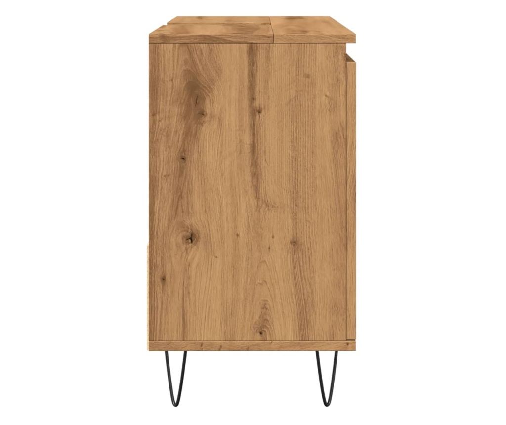 kézműves tölgy színű szerelt fa mosdószekrény 65 x 33 x 60 cm - 6