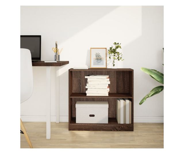 barna tölgy színű szerelt fa könyvszekrény 80 x 24 x 76 cm