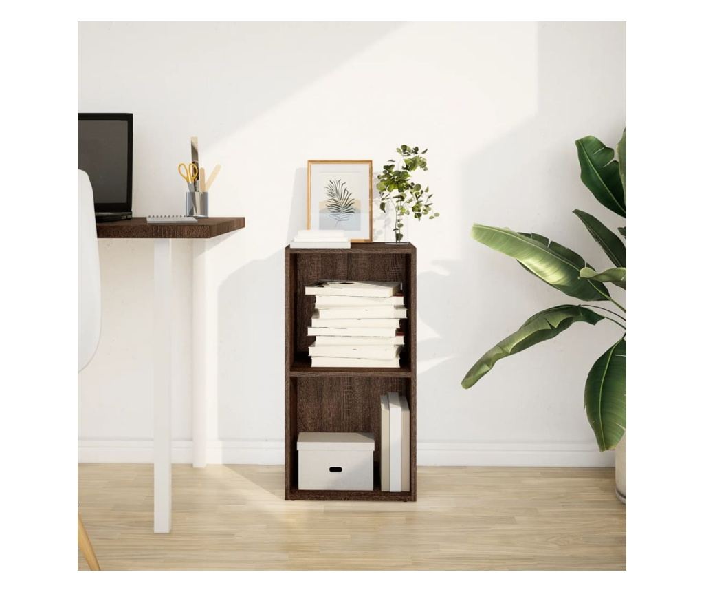 barna tölgy színű szerelt fa könyvszekrény 40 x 30 x 77 cm - 3