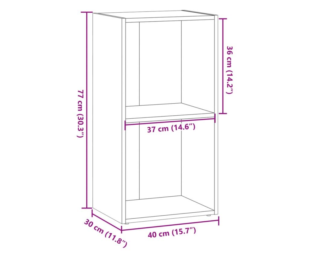 barna tölgy színű szerelt fa könyvszekrény 40 x 30 x 77 cm - 9
