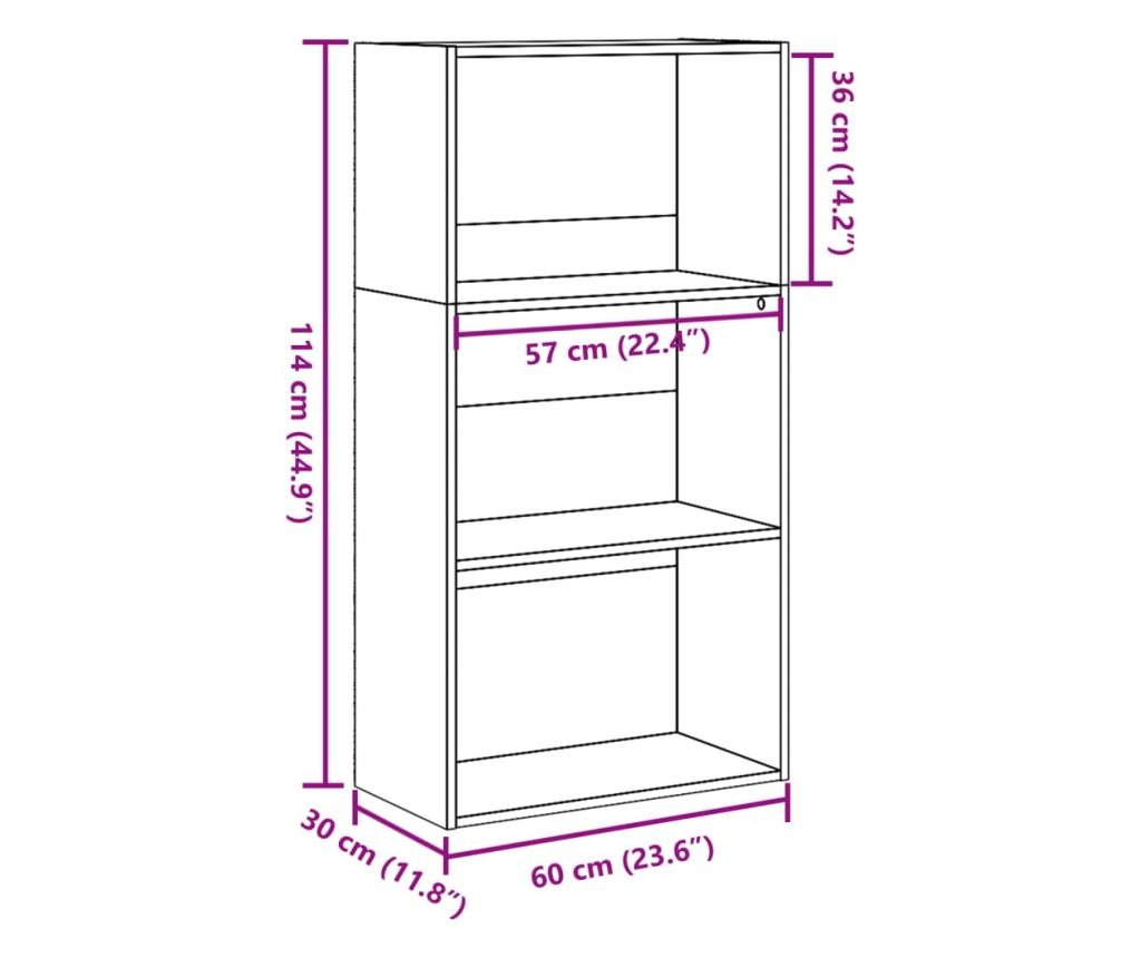 fekete szerelt fa könyvespolc 60 x 30 x 114 cm - 9