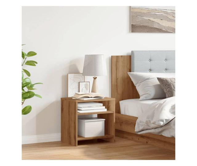 kézműves tölgy színű szerelt fa éjjeliszekrény 40 x 30 x 40 cm